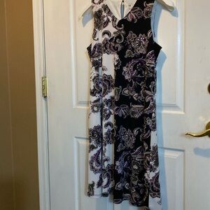 EST. 1946 (lined) midi dress. Size: S. Colors: black-cream-sage-white-purple